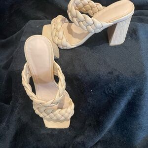 Chic Braided Beige Women's Heels